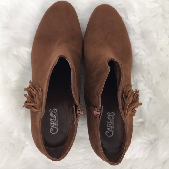 Carlos Santana Brown Fringe High Heel Ankle Boots - Picture 6 of 8